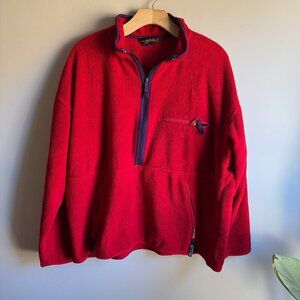 Vintage 90s Eddie Bauer Red Fleece Pullover Size Large
